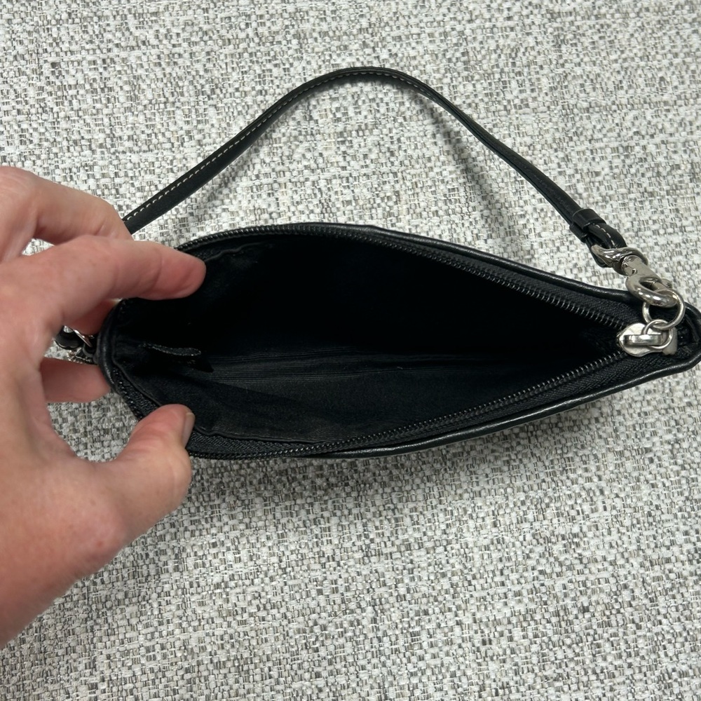 Coach Signature Black and Tan Wristlet - Picture 3 of 4